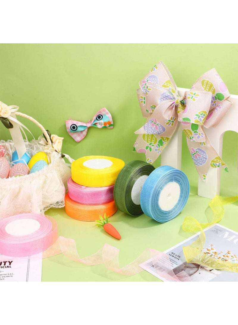 6 Rolls Organza Ribbon Sheer Chiffon Ribbon Set for Gift Wrapping, Wedding, Birthday, Craft, Valentine Decorations, Bouquet and Garland Making, 50 Yards Each Roll (Bright Color) - Image 5